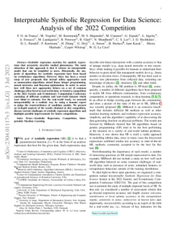 Interpretable Symbolic Regression for Data Science: Analysis of the 2022
  Competition