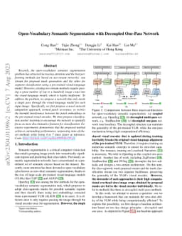 Open-Vocabulary Semantic Segmentation with Decoupled One-Pass Network
