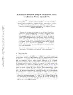 Resolution-Invariant Image Classification based on Fourier Neural
  Operators