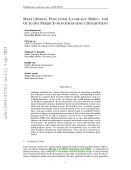 Multi-Modal Perceiver Language Model for Outcome Prediction in Emergency
  Department