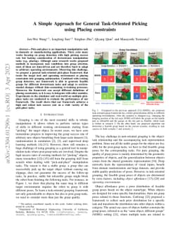 A Simple Approach for General Task-Oriented Picking using Placing
  constraints