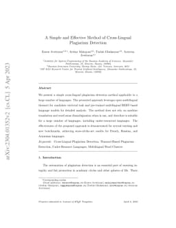 A Simple and Effective Method of Cross-Lingual Plagiarism Detection