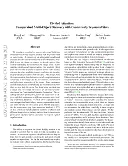 Divided Attention: Unsupervised Multi-Object Discovery with Contextually
  Separated Slots