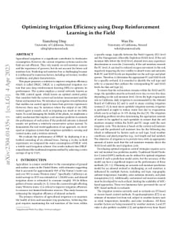 Optimizing Irrigation Efficiency using Deep Reinforcement Learning in
  the Field