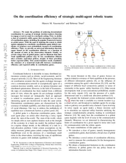 On the coordination efficiency of strategic multi-agent robotic teams