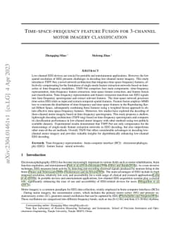 Time-space-frequency feature Fusion for 3-channel motor imagery
  classification