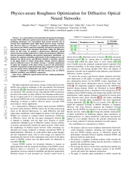 Physics-aware Roughness Optimization for Diffractive Optical Neural
  Networks