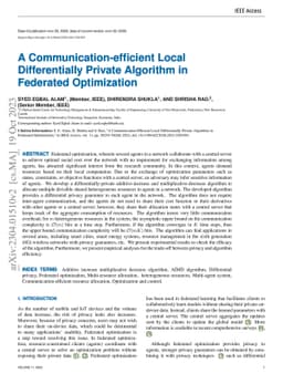 A Communication-efficient Local Differentially Private Algorithm in
  Federated Optimization