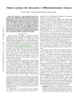 Online Learning with Adversaries: A Differential-Inclusion Analysis