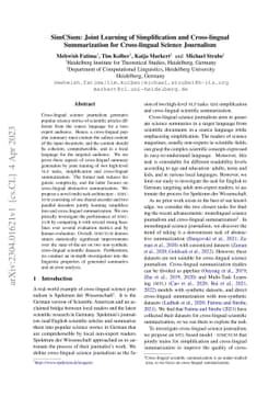 SimCSum: Joint Learning of Simplification and Cross-lingual
  Summarization for Cross-lingual Science Journalism
