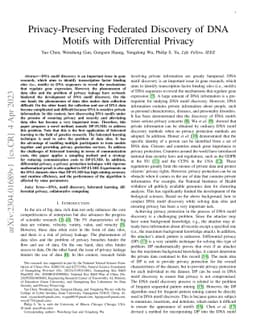 Privacy-Preserving Federated Discovery of DNA Motifs with Differential
  Privacy