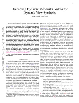 Decoupling Dynamic Monocular Videos for Dynamic View Synthesis