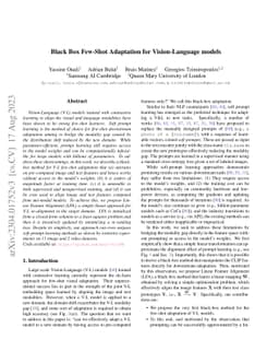 Black Box Few-Shot Adaptation for Vision-Language models