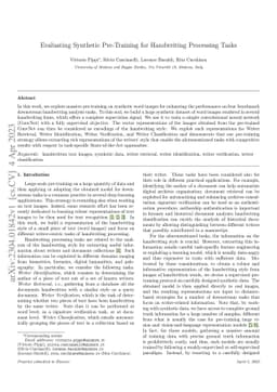 Evaluating Synthetic Pre-Training for Handwriting Processing Tasks