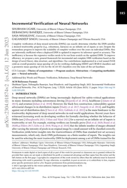 Incremental Verification of Neural Networks