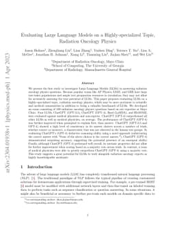 Evaluating Large Language Models on a Highly-specialized Topic,
  Radiation Oncology Physics