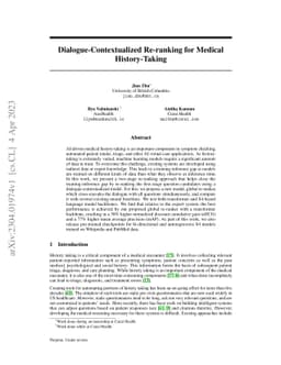 Dialogue-Contextualized Re-ranking for Medical History-Taking