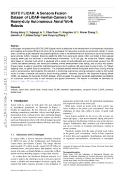 USTC FLICAR: A Sensors Fusion Dataset of LiDAR-Inertial-Camera for
  Heavy-duty Autonomous Aerial Work Robots