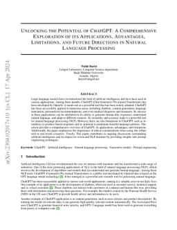 Unlocking the Potential of ChatGPT: A Comprehensive Exploration of its
  Applications, Advantages, Limitations, and Future Directions in Natural
  Language Processing