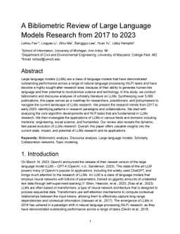 A Bibliometric Review of Large Language Models Research from 2017 to
  2023