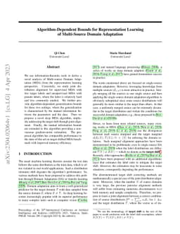 Algorithm-Dependent Bounds for Representation Learning of Multi-Source
  Domain Adaptation