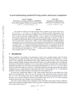 A non-backtracking method for long matrix and tensor completion