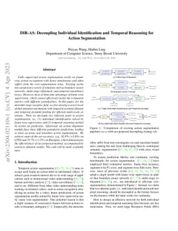 DIR-AS: Decoupling Individual Identification and Temporal Reasoning for
  Action Segmentation