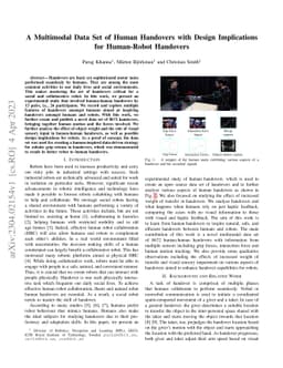 A Multimodal Data Set of Human Handovers with Design Implications for
  Human-Robot Handovers