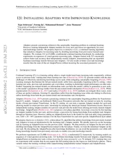 I2I: Initializing Adapters with Improvised Knowledge
