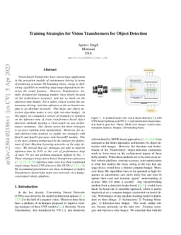 Training Strategies for Vision Transformers for Object Detection