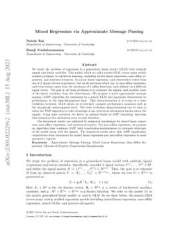 Mixed Regression via Approximate Message Passing