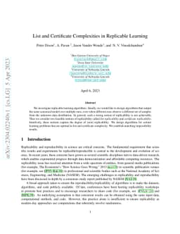 List and Certificate Complexities in Replicable Learning
