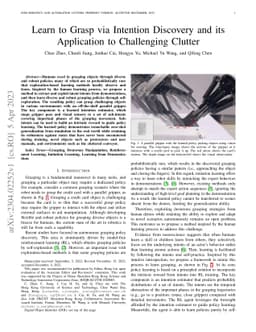 Learn to Grasp via Intention Discovery and its Application to
  Challenging Clutter