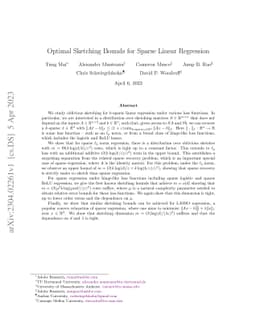 Optimal Sketching Bounds for Sparse Linear Regression