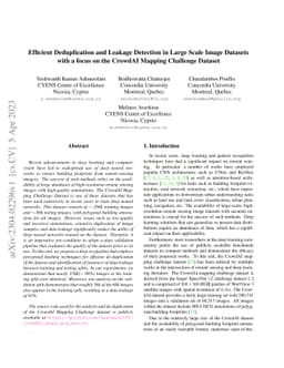 Efficient Deduplication and Leakage Detection in Large Scale Image
  Datasets with a focus on the CrowdAI Mapping Challenge Dataset