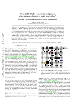 SA-reCBS: Multi-robot task assignment with integrated reactive path
  generation
