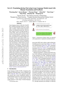 ParroT: Translating during Chat using Large Language Models tuned with
  Human Translation and Feedback