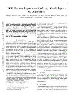 ECG Feature Importance Rankings: Cardiologists vs. Algorithms