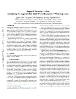 Beyond Summarization: Designing AI Support for Real-World Expository
  Writing Tasks