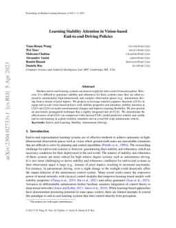 Learning Stability Attention in Vision-based End-to-end Driving Policies