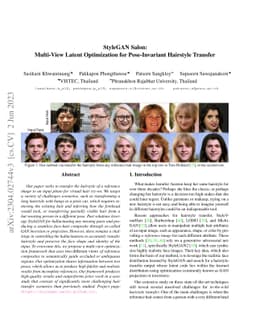 StyleGAN Salon: Multi-View Latent Optimization for Pose-Invariant
  Hairstyle Transfer