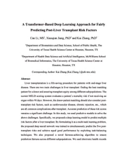 A Transformer-Based Deep Learning Approach for Fairly Predicting
  Post-Liver Transplant Risk Factors