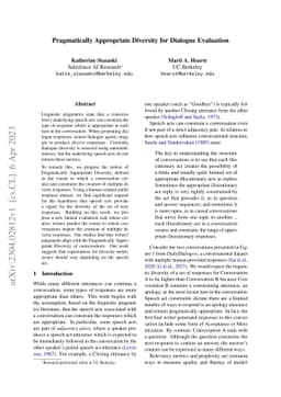 Pragmatically Appropriate Diversity for Dialogue Evaluation