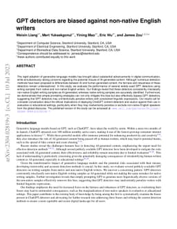 GPT detectors are biased against non-native English writers