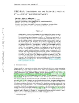 NTK-SAP: Improving neural network pruning by aligning training dynamics