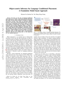 Object-centric Inference for Language Conditioned Placement: A
  Foundation Model based Approach