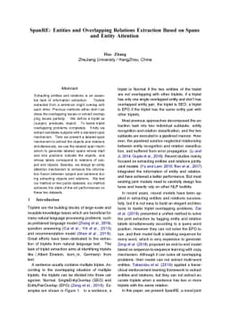 SpanRE: Entities and Overlapping Relations Extraction Based on Spans and
  Entity Attention