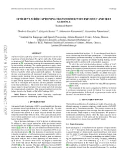 Efficient Audio Captioning Transformer with Patchout and Text Guidance