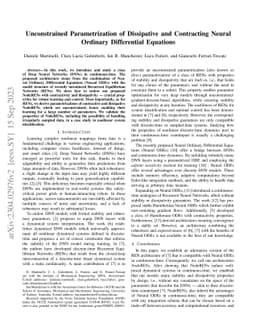Unconstrained Parametrization of Dissipative and Contracting Neural
  Ordinary Differential Equations