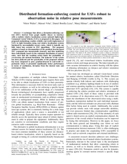 Distributed formation-enforcing control for UAVs robust to observation noise in relative pose measurements